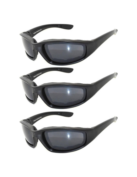 Gafas de Motocicleta Acolchadas Policarbonato UV 3 Pares