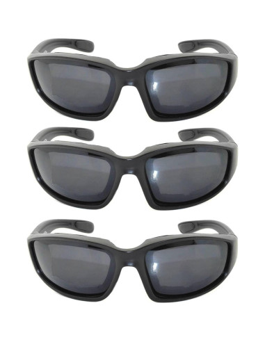Gafas de Motocicleta Acolchadas Policarbonato UV 3 Pares