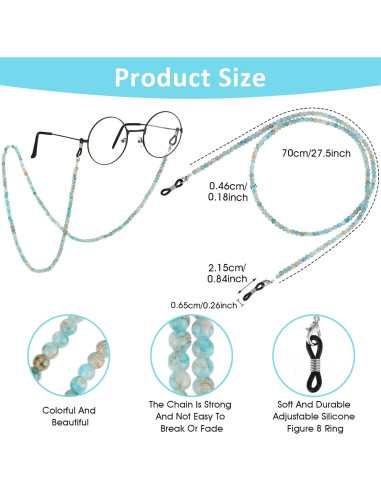 Cadena de Gafas Molain 70cm Cristal Sanador para Mujeres