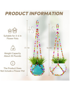 Colgador de Plantas de Macramé Genérico 43 cm Multicolor 2