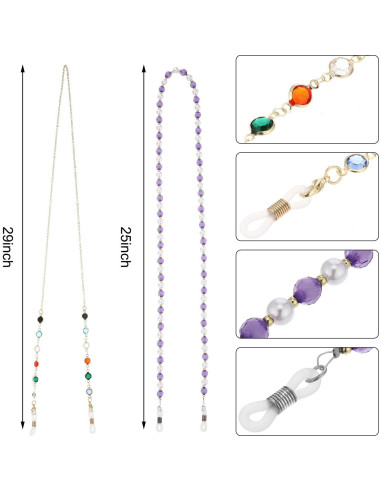 Cadena de Gafas Frienda 8 Piezas con Perlas Elegantes