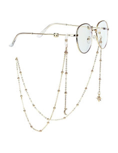 Cadena para Gafas y Mascarilla Estrella y Luna - 75,88 cm