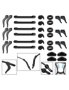 34PCS Sujetadores de Gafas Silicona Antideslizantes Negro