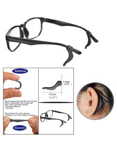 34PCS Sujetadores de Gafas Silicona Antideslizantes Negro 2