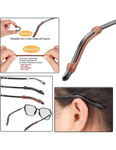 34PCS Sujetadores de Gafas Silicona Antideslizantes Negro