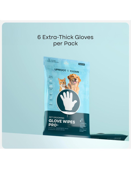 Guantes de Limpieza para Mascotas Uproot Clean - Paquete de 6