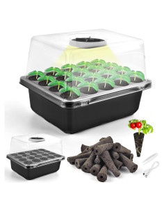 Bandeja de Inicio de Semillas PACETAP con Luz LED y 20 Esponjas