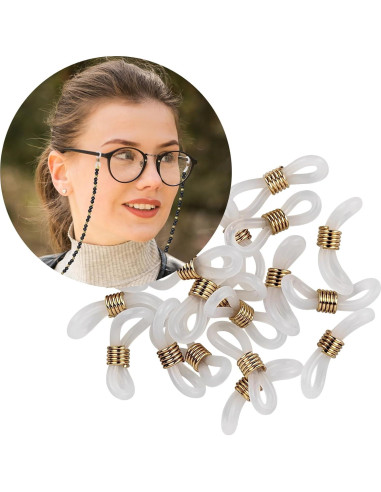 20 Conectores de Cadena para Gafas Silicona Kuyaehe Ajustables