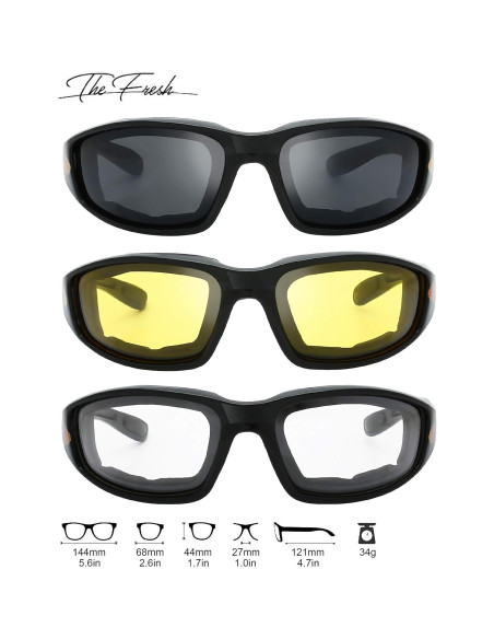 Gafas de Motocicleta The Fresh FR14 UV400 Acolchadas 3 Lentes