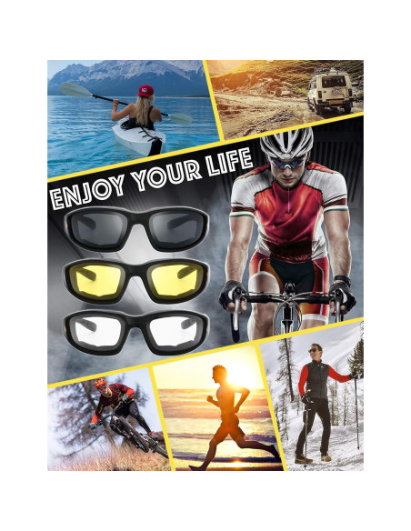 Gafas de Motocicleta The Fresh FR14 UV400 Acolchadas 3 Lentes