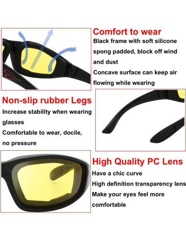 Gafas de Motocicleta The Fresh FR14 UV400 Acolchadas 3 Lentes