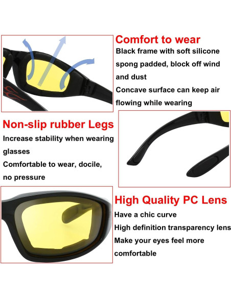 Gafas de Motocicleta The Fresh FR14 UV400 Acolchadas 3 Lentes