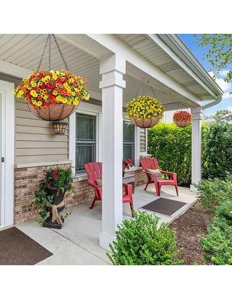 Cestas colgantes de metal JFFLYIT 20 cm para plantas - Paquete de 4