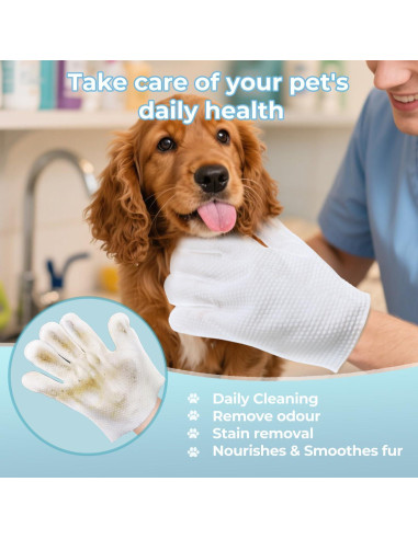 Toallitas con Guantes para Mascotas Falatong - Limpieza Hipoalergénica