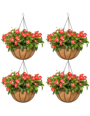 Cestas colgantes de metal JFFLYIT 20 cm para plantas - Paquete de 4