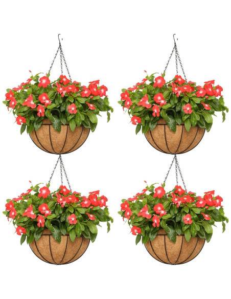 Cestas colgantes de metal JFFLYIT 20 cm para plantas - Paquete de 4