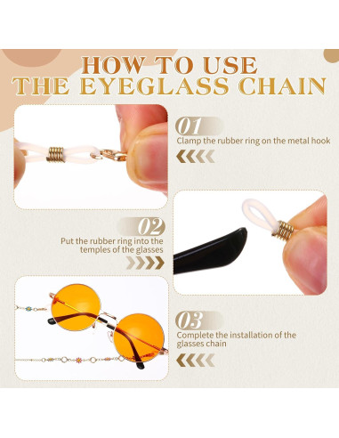 Cadena de Gafas Frienda 6 Pcs Soporte de Perlas Coloridas