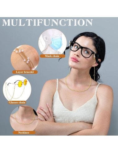 Cadena de Gafas Frienda 6 Pcs Soporte de Perlas Coloridas