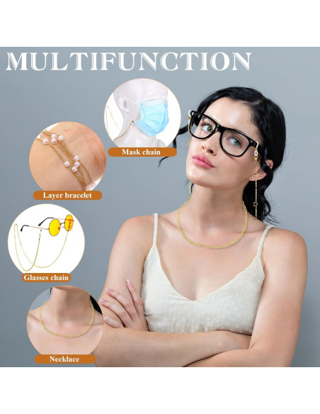 Cadena de Gafas Frienda 6 Pcs Soporte de Perlas Coloridas