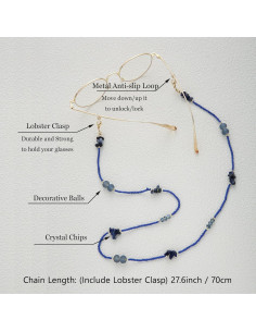 Cadena de Gafas Dorada con Perlas para Mujeres 69 cm 2