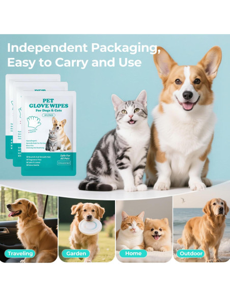 Toallitas con Guantes para Mascotas Falatong - Limpieza Hipoalergénica
