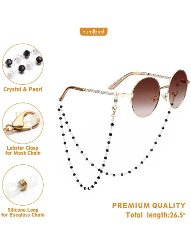 Cadena de Gafas Humlbird con Perlas y Cristales 67 cm