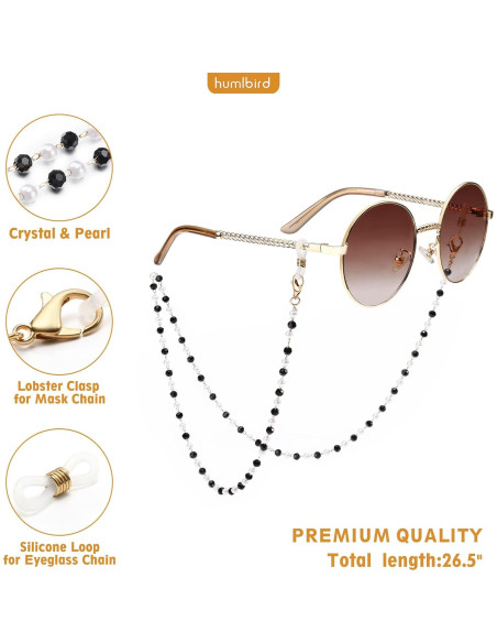 Cadena de Gafas Humlbird con Perlas y Cristales 67 cm