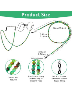 Cadena de Gafas Molain de Cristal Verde 70cm para Mujeres 2