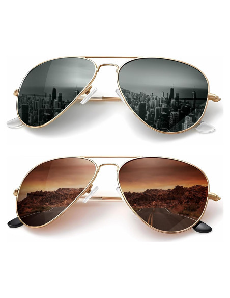 Gafas de Sol KALIYADI Aviador Polarizadas UV 58mm Verde/Marrón