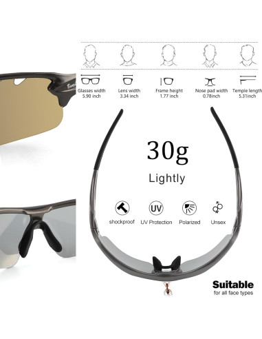 Gafas de sol deportivas BangLong con 5 lentes UV400