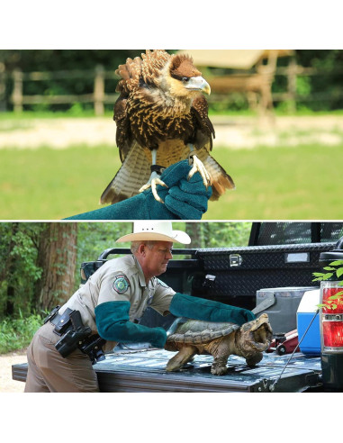 Guantes de Manejo de Animales AOWPFVV 60cm Doble Cuero