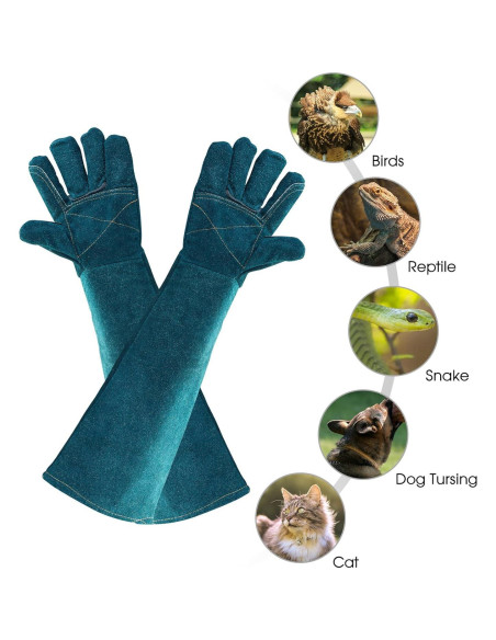 Guantes de Manejo de Animales AOWPFVV 60cm Doble Cuero