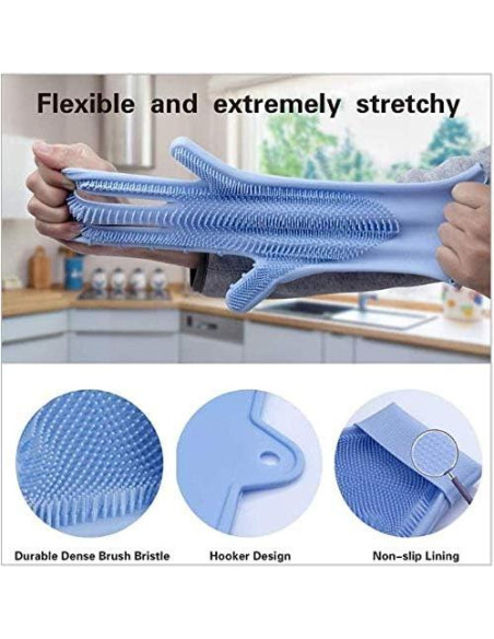 Guantes de Silicona Yinceber para Lavar Platos y Mascotas 34.5 cm