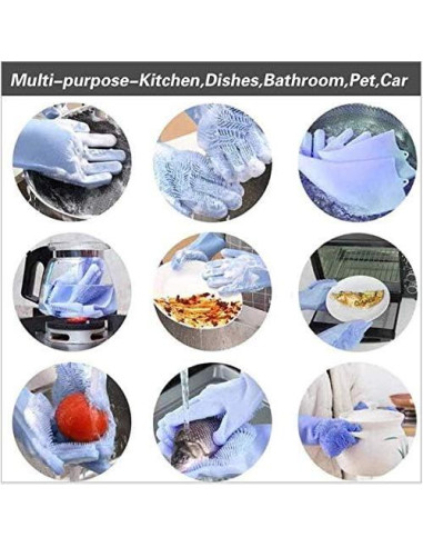 Guantes de Silicona Yinceber para Lavar Platos y Mascotas 34.5 cm