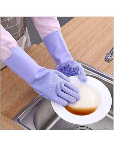 Guantes de Silicona Yinceber para Lavar Platos y Mascotas 34.5 cm