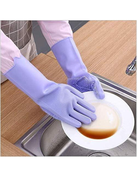 Guantes de Silicona Yinceber para Lavar Platos y Mascotas 34.5 cm