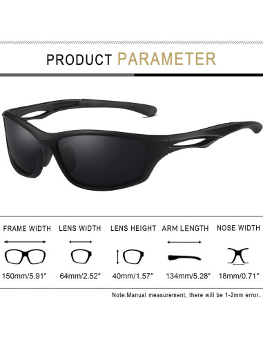 Gafas de sol deportivas Joopin UV400 polarizadas negras