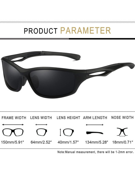 Gafas de sol deportivas Joopin UV400 polarizadas negras