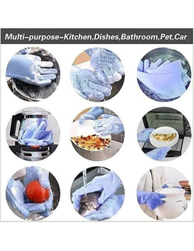 Guantes de Silicona Yinceber para Lavar Platos y Mascotas 34.5 cm