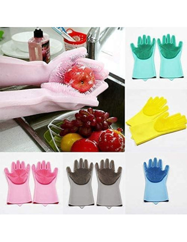 Guantes de Silicona Yinceber para Lavar Platos y Mascotas 34.5 cm