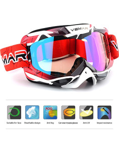 Gafas de Motocross Ubelly Rojo Antivaho y Ajustables 2