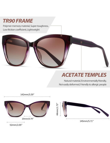 Gafas de sol Joopin ojo de gato moradas UV400 para mujeres