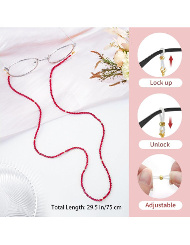 Cadena de Gafas BILIONE de Cristal Rojo 75 cm para Mujeres