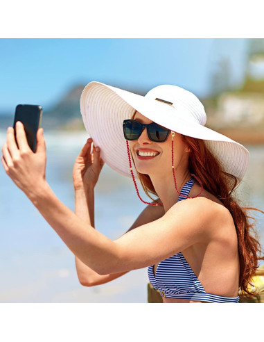 Cadena de Gafas BILIONE de Cristal Rojo 75 cm para Mujeres