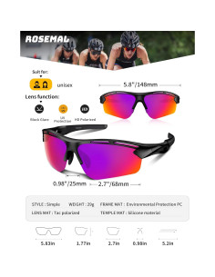 Gafas de sol deportivas Rosemal UV400 TR90 polarizadas 2