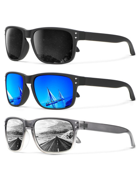 Gafas de Sol Polarizadas KALIYADI 3 Paquete UV Protección