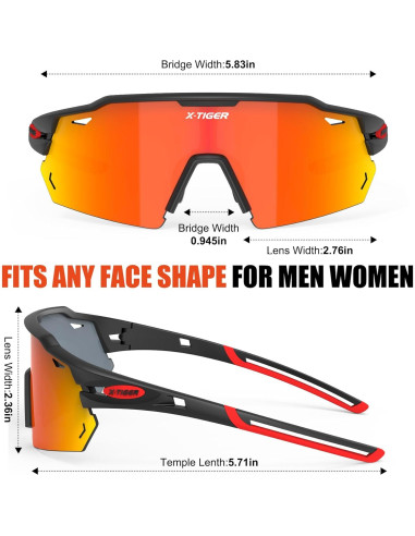 Gafas de Ciclismo X-TIGER Polarizadas 5 Lentes Intercambiables