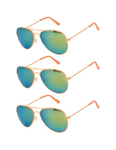 Juego de 3 Gafas de Sol Aviador Metal Color Espejo 2