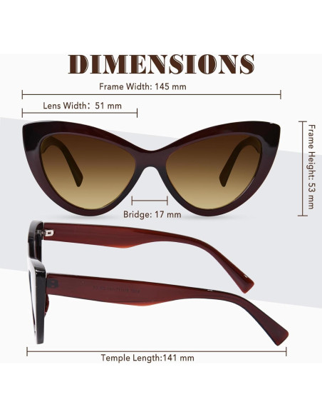 Gafas de sol OPTOFENDY ojo de gato UV protección marrón