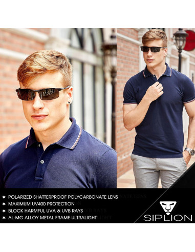 Gafas de sol SIPLION polarizadas para hombres UV400 ligeras